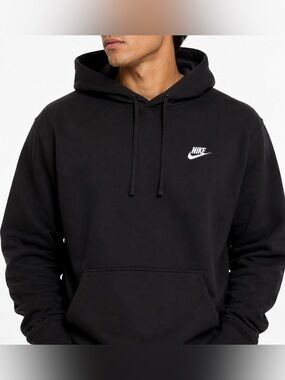 XXL Nike Men’s Black Drawstring Hoodie with White Swoosh Like New
